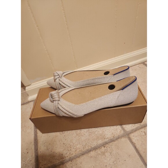 Rothy's "The Knot Point II" Flats in "Diamond Metallic" Silver Size 10.5 - Picture 2 of 12